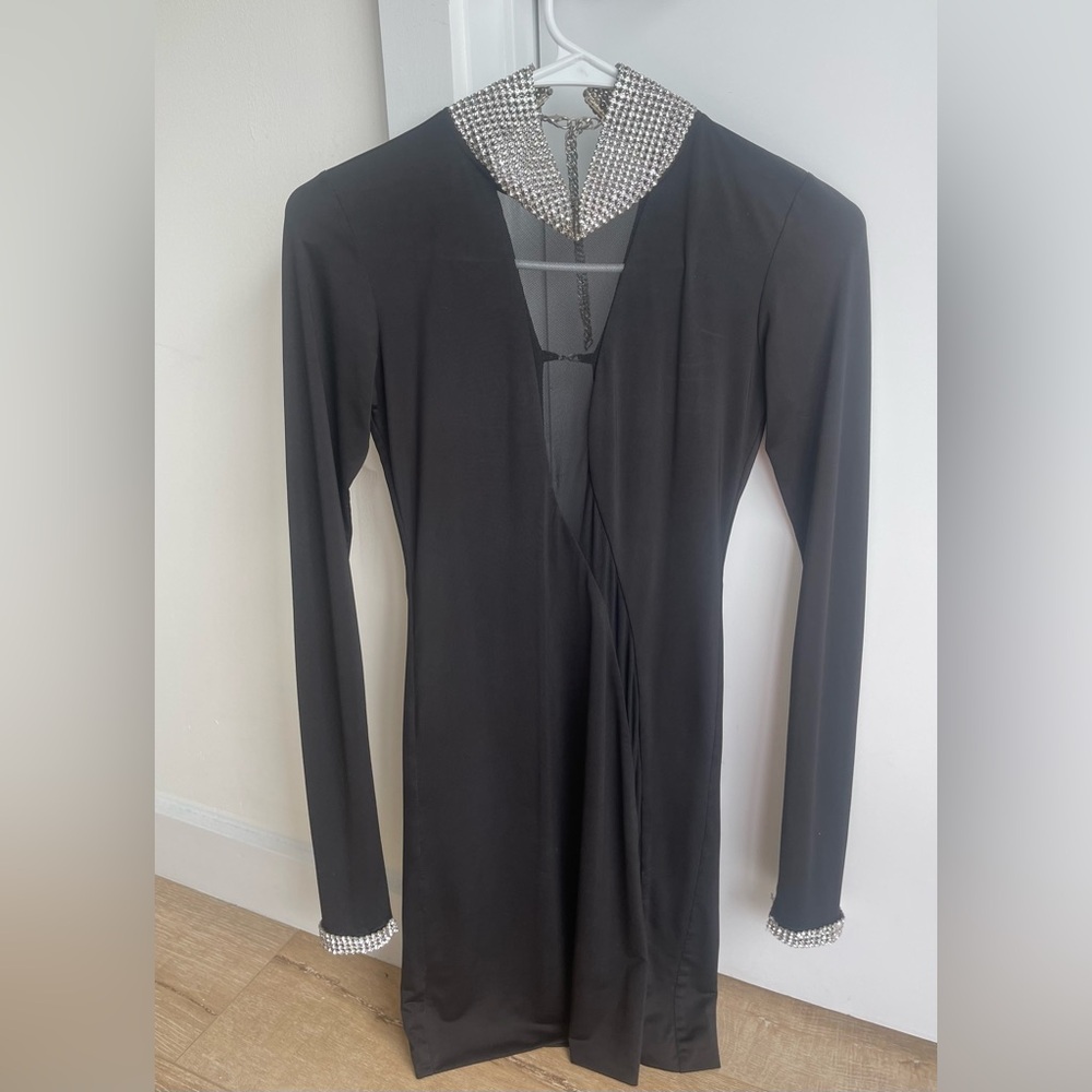 Elegant Black Dress with Swarovski  Accents